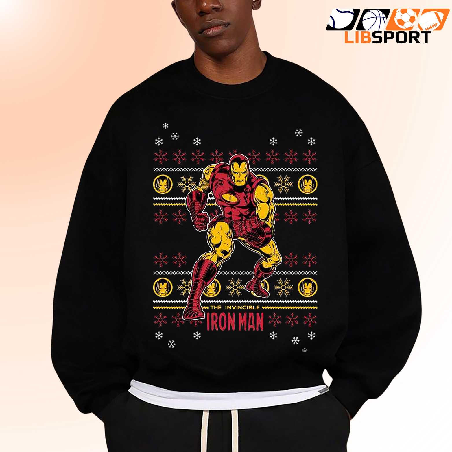 Iron Man Christmas T Shirt, Marvel Holiday Sweater Style Unisex Tee
